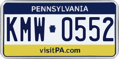 PA license plate KMW0552