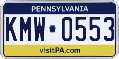 PA license plate KMW0553