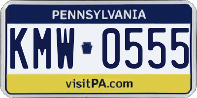 PA license plate KMW0555