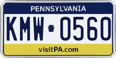 PA license plate KMW0560