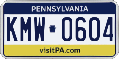 PA license plate KMW0604