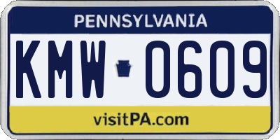 PA license plate KMW0609