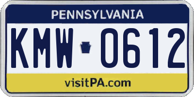 PA license plate KMW0612