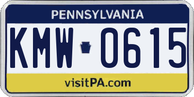 PA license plate KMW0615