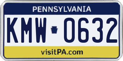PA license plate KMW0632