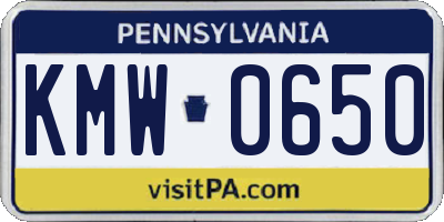 PA license plate KMW0650