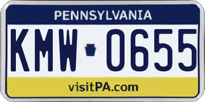 PA license plate KMW0655