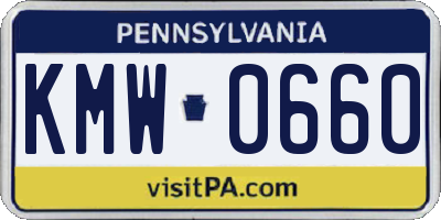 PA license plate KMW0660