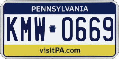 PA license plate KMW0669