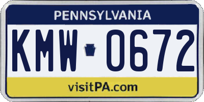 PA license plate KMW0672