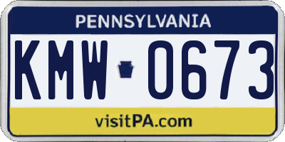 PA license plate KMW0673