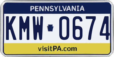 PA license plate KMW0674