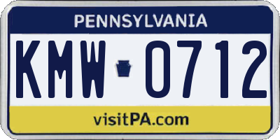 PA license plate KMW0712
