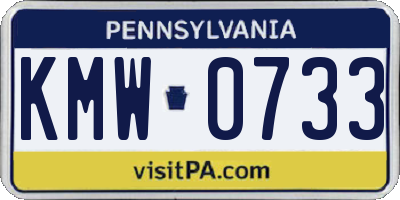 PA license plate KMW0733