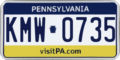 PA license plate KMW0735