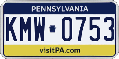 PA license plate KMW0753