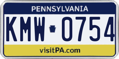 PA license plate KMW0754
