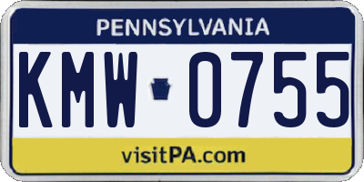 PA license plate KMW0755