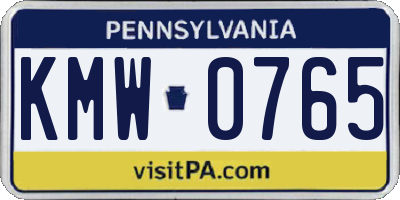 PA license plate KMW0765