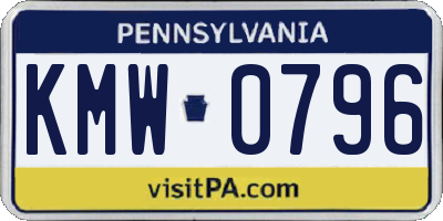 PA license plate KMW0796