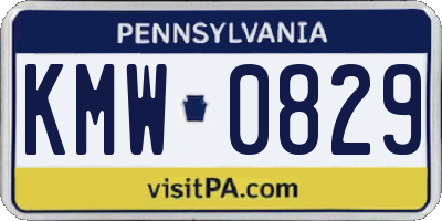 PA license plate KMW0829