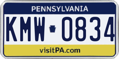 PA license plate KMW0834