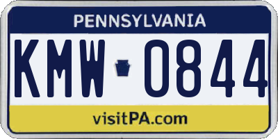 PA license plate KMW0844