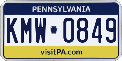 PA license plate KMW0849