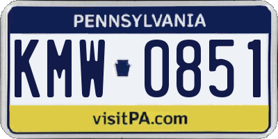 PA license plate KMW0851