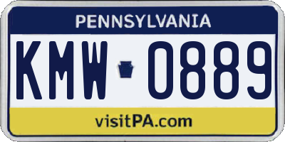 PA license plate KMW0889