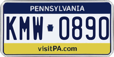 PA license plate KMW0890