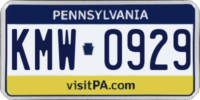 PA license plate KMW0929