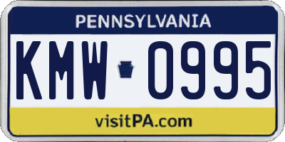 PA license plate KMW0995