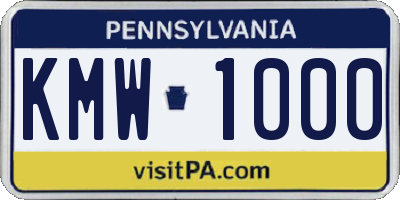 PA license plate KMW1000