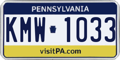 PA license plate KMW1033