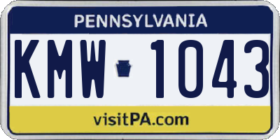 PA license plate KMW1043