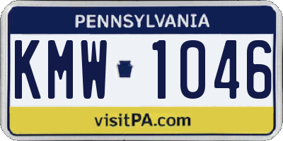 PA license plate KMW1046