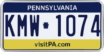 PA license plate KMW1074