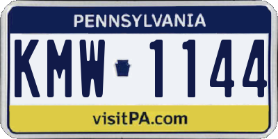 PA license plate KMW1144