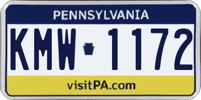 PA license plate KMW1172