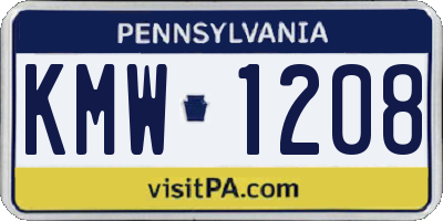 PA license plate KMW1208