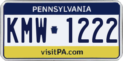 PA license plate KMW1222