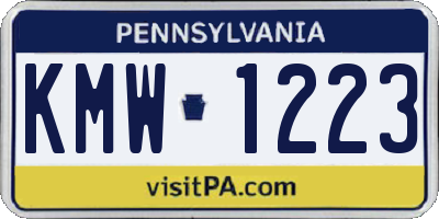 PA license plate KMW1223