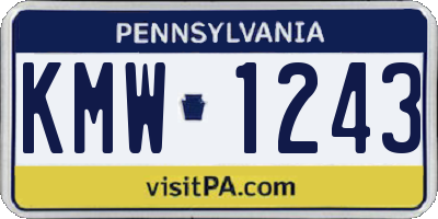 PA license plate KMW1243
