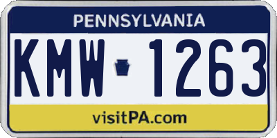 PA license plate KMW1263
