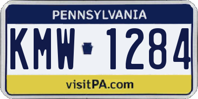 PA license plate KMW1284