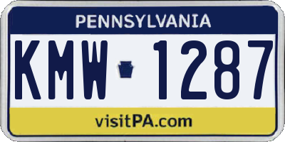 PA license plate KMW1287