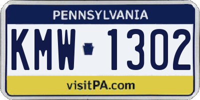 PA license plate KMW1302