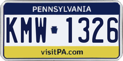 PA license plate KMW1326