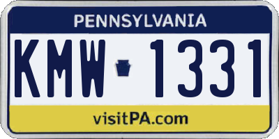 PA license plate KMW1331